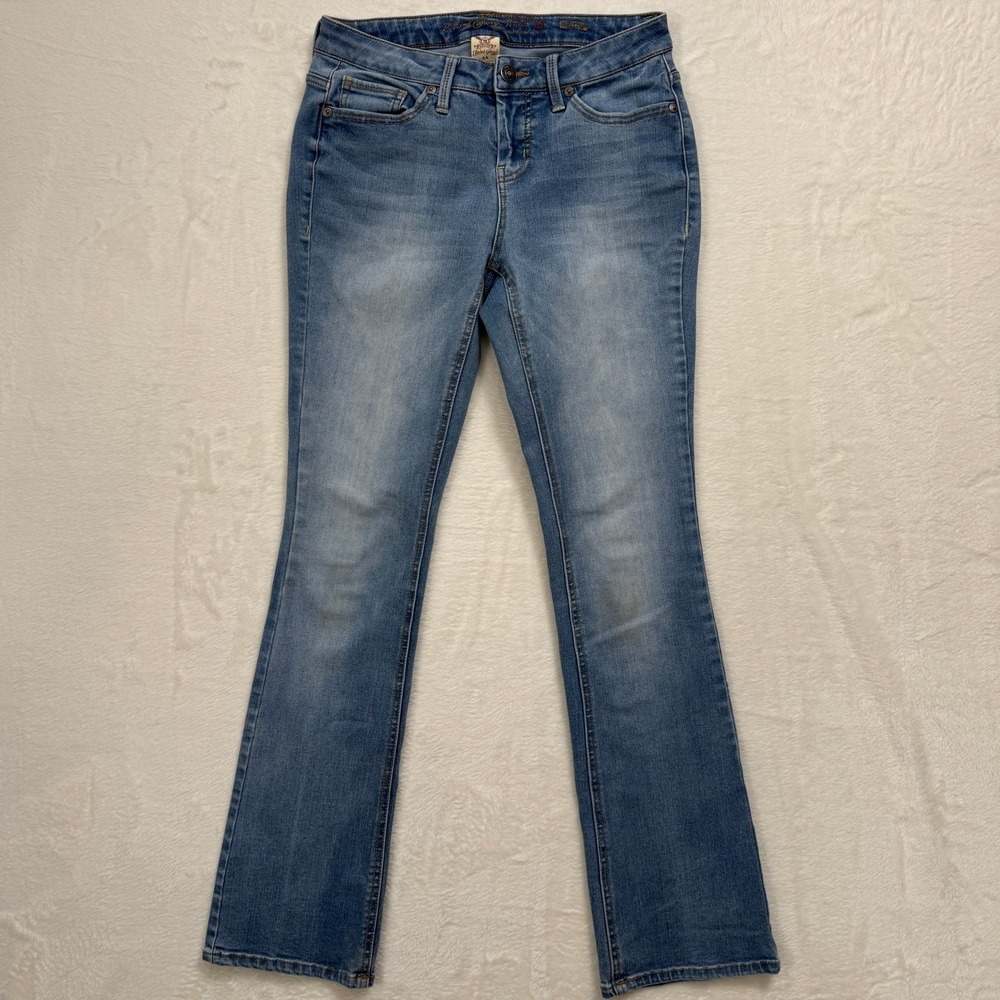 Faded Glory Jeans Womens 6A Blue Medium Wash Bootcut Stretch Distressed